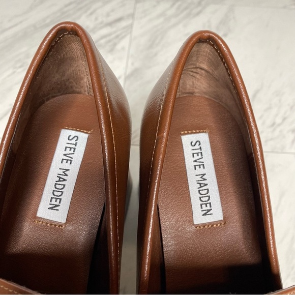 Steve Madden Etney Brown Square Toe Heeled Loafer 9 1/2 M - Picture 13 of 15